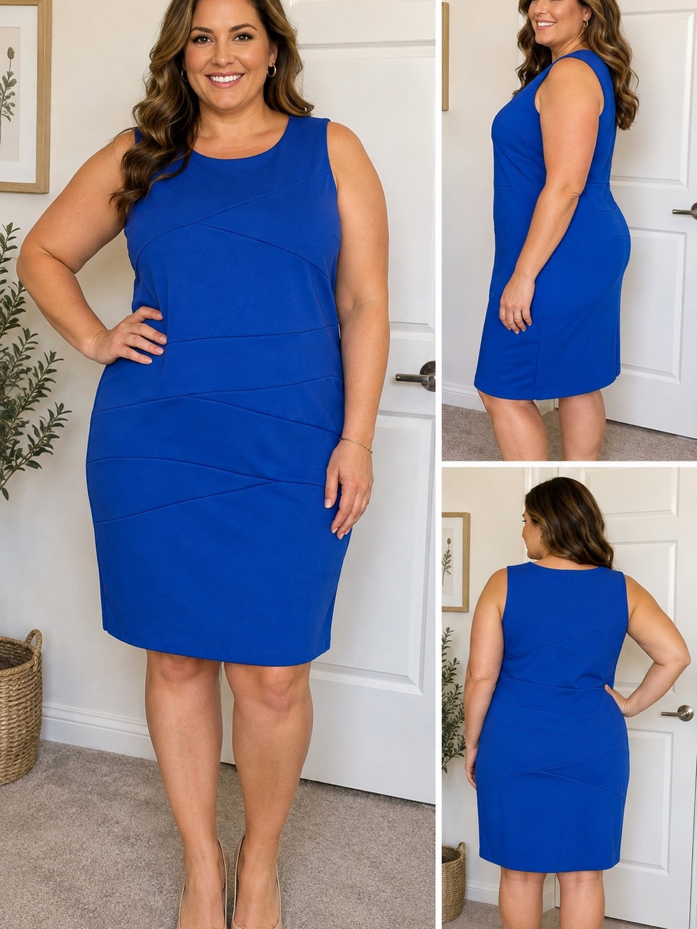 Ronen Chen Cobalt Blue Sleeveless Sheath Dress